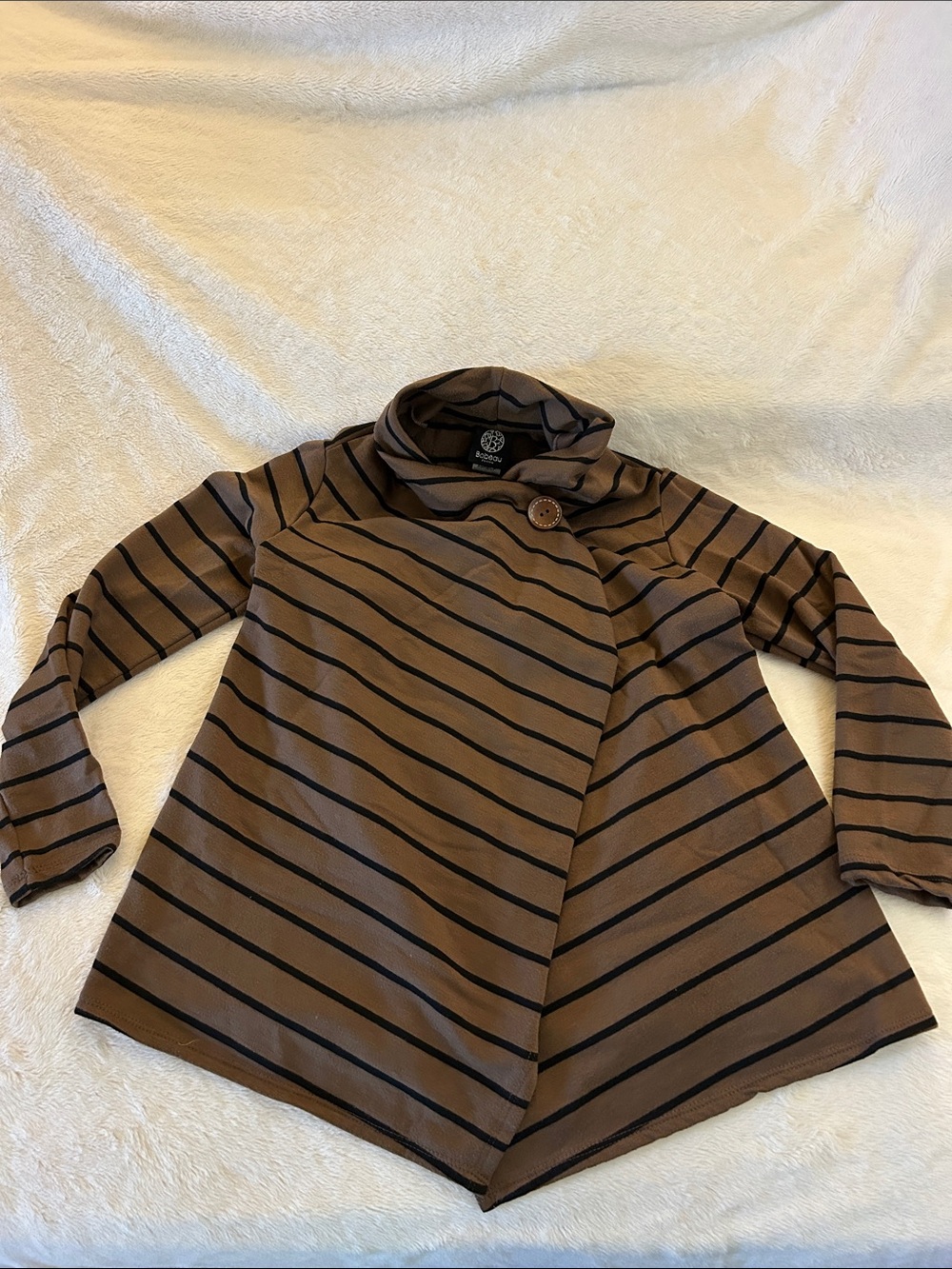 bobeau Brown and Black Striped Petite Jacket